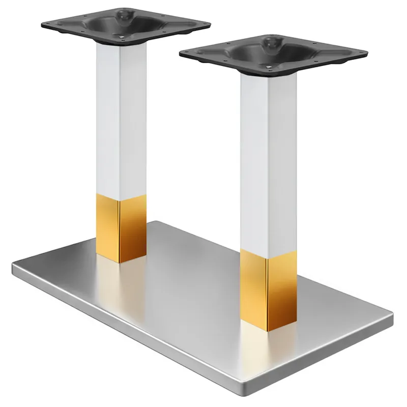 Neuheit MADRID | Bistro Doppel Tischgestell | Edelstahl/Gold | Höhe: 72 cm | Säule: 6 x 6 cm | Bodenplatte: 40 x 70 cm