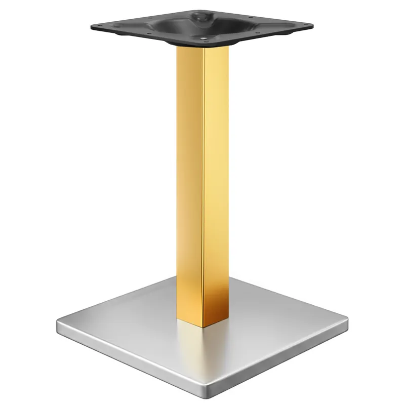 Kostenloser Rückversand MADRID | Bistro Tischgestell | Edelstahl/Gold | Höhe: 72 cm | Säule: 6 x 6 cm | Bodenplatte: 50 x 50 cm