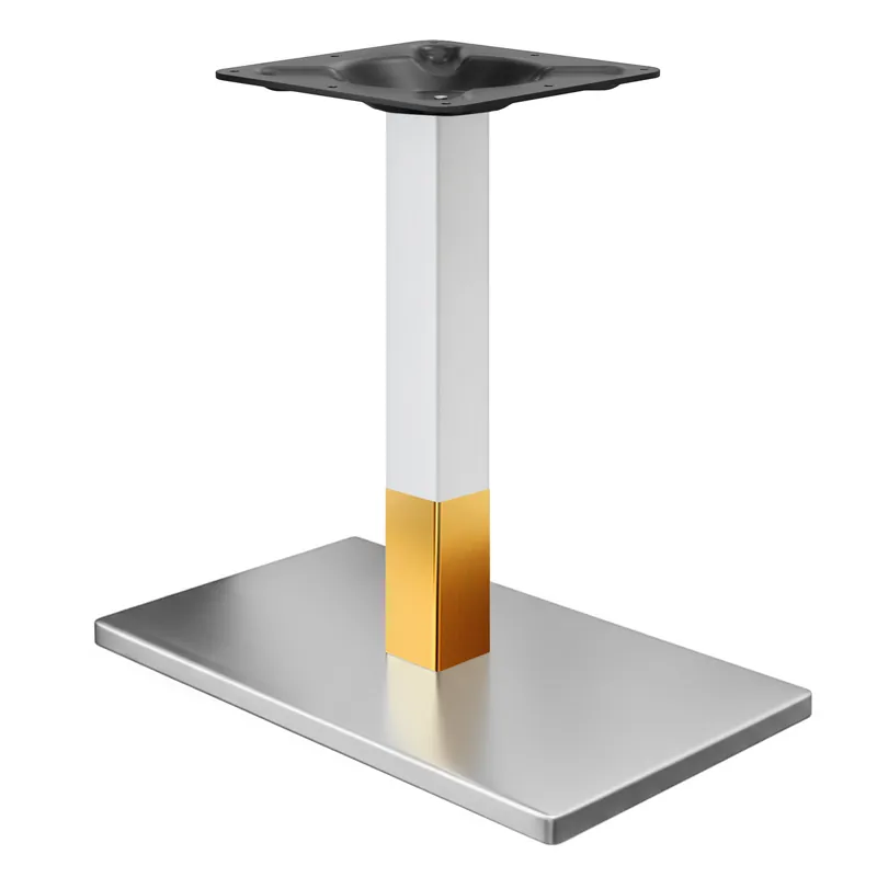 Saisonangebot MADRID | Bistro Tischgestell | Edelstahl/Gold | Höhe: 71 cm | Säule: 6 x 6 cm | Bodenplatte: 40 x 70 cm
