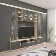 Wohnwand Rumoku Wohnzimmer-Set Sonoma Eiche Weiß Wohnmöbel Kollektion Stilvoll Nur Für Kurze Zeit