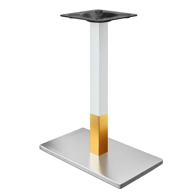Preis Gesenkt MADRID | Bistro Stehtischgestell | Edelstahl/Gold | Höhe: 105 cm | Säule: 6 x 6 cm | Bodenplatte: 40 x 70 cm