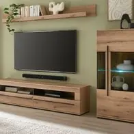 Wohnwand Eiche Evoke Schrankwand Wohnzimmer 4-tlg Design-D mit Soft-Close 350 cm Top-Seller