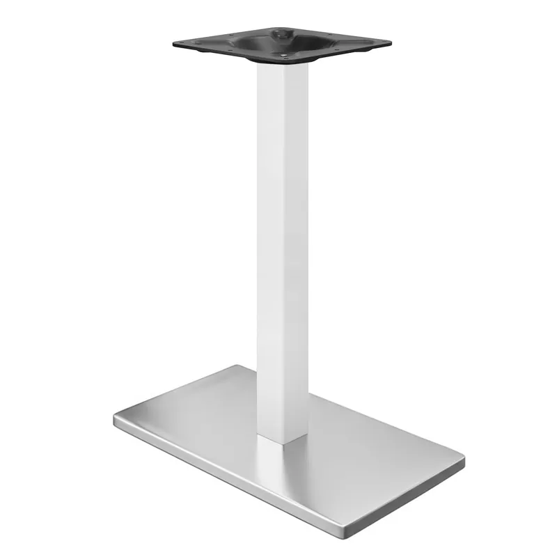 Highlight MADRID | Bistro Stehtischgestell | Edelstahl/Weiß | Höhe: 104 cm | Säule: 6 x 6 cm | Bodenplatte: 40 x 70 cm