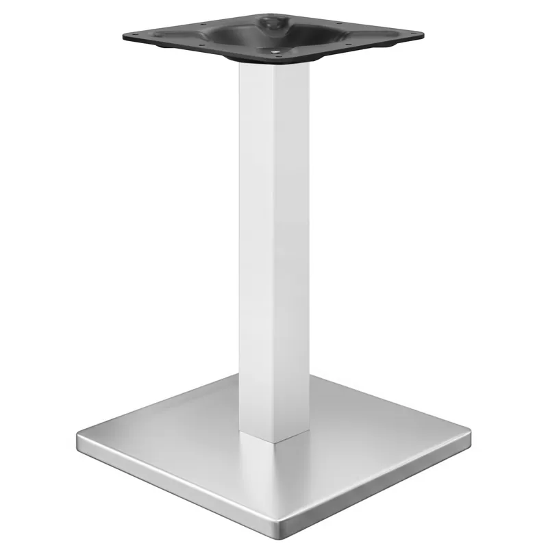 Knallerangebot MADRID | Bistro Tischgestell | Edelstahl/Weiß | Höhe: 71 cm | Säule: 6 x 6 cm | Bodenplatte: 40 x 40 cm