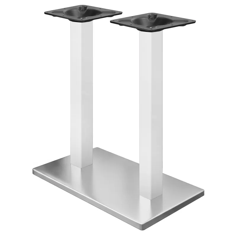 Online Kaufen MADRID | Bistro Doppel Stehtischgestell | Edelstahl/Weiß | Höhe: 104 cm | Säule: 6 x 6 cm | Bodenplatte: 40 x 70 cm