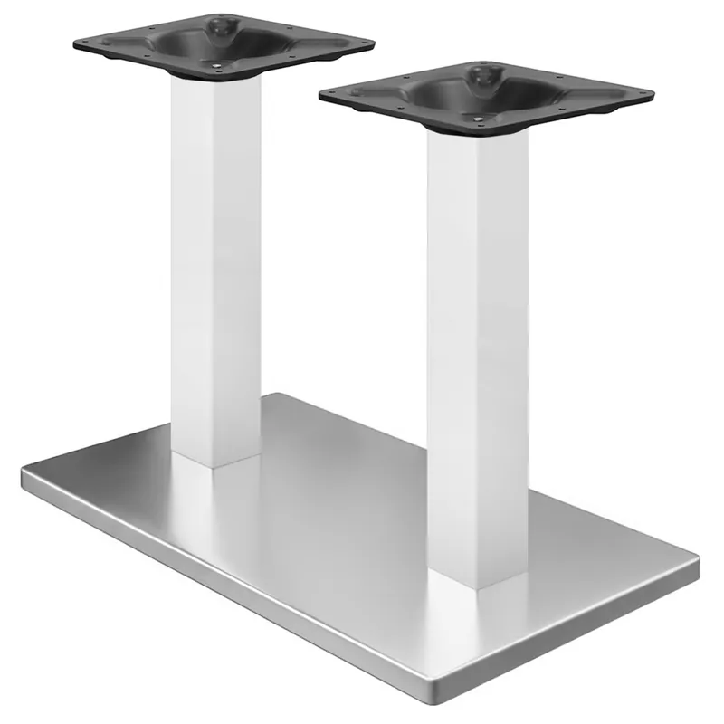 Sale MADRID | Bistro Doppel Tischgestell | Edelstahl/Weiß | Höhe: 71 cm | Säule: 6 x 6 cm | Bodenplatte: 40 x 70 cm