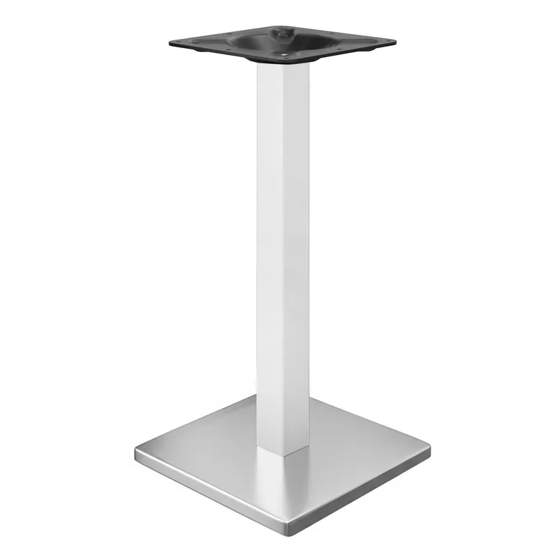 Versand Am Gleichen Tag MADRID | Bistro Stehtischgestell | Edelstahl/Weiß | Höhe: 105 cm | Säule: 6 x 6 cm | Bodenplatte: 50 x 50 cm