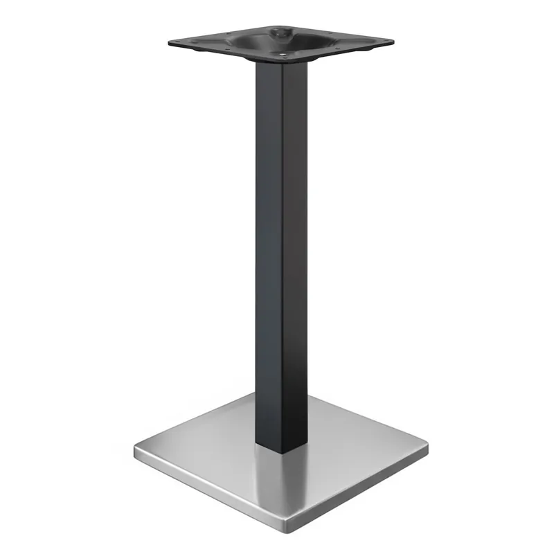 Online Kaufen MADRID | Bistro Stehtischgestell | Edelstahl/Schwarz | Höhe: 104 cm | Säule: 6 x 6 cm | Bodenplatte: 50 x 50 cm