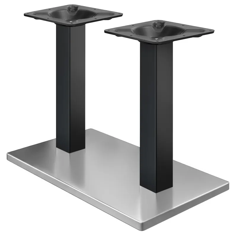 Nur Heute MADRID | Bistro Doppel Tischgestell | Edelstahl/Schwarz | Höhe: 71 cm | Säule: 6 x 6 cm | Bodenplatte: 40 x 70 cm