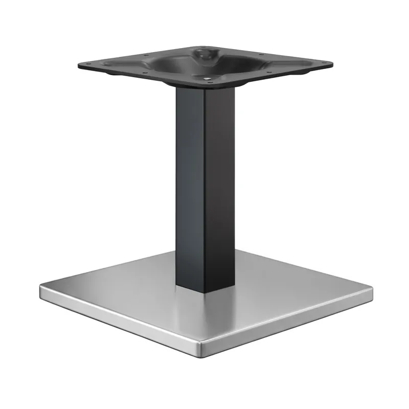 Abverkauf MADRID | Bistro Tischgestell | Edelstahl/Schwarz | Höhe: 71 cm | Säule: 6 x 6 cm | Bodenplatte: 50 x 50 cm