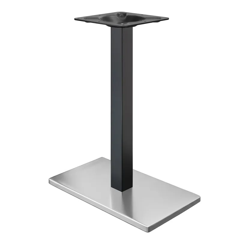 Begrenztes Angebot MADRID | Bistro Stehtischgestell | Edelstahl/Schwarz | Höhe: 104 cm | Säule: 6 x 6 cm | Bodenplatte: 40 x 70 cm