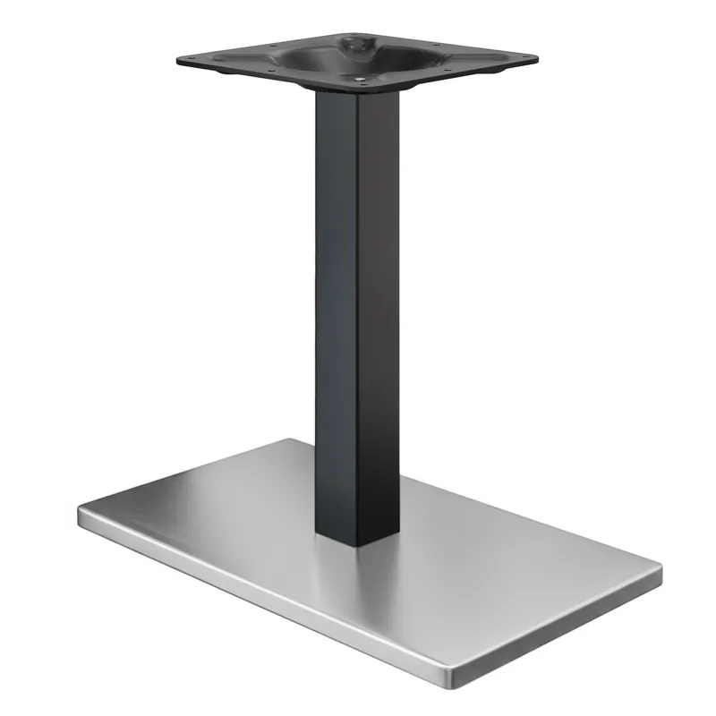 Saisonangebot MADRID | Bistro Tischgestell | Edelstahl/Schwarz | Höhe: 71 cm | Säule: 6 x 6 cm | Bodenplatte: 40 x 70 cm