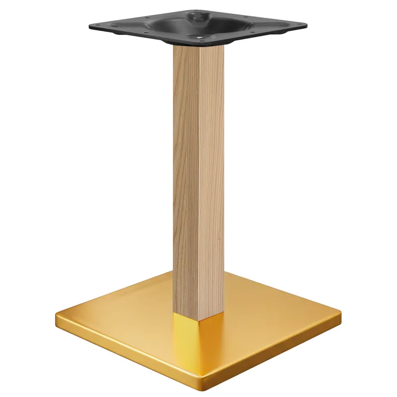 Top-Angebot MADRID | Bistro Tischgestell | Gold/Eiche | Höhe: 71 cm | Säule: 8 x 8 cm | Bodenplatte: 45 x 45 cm