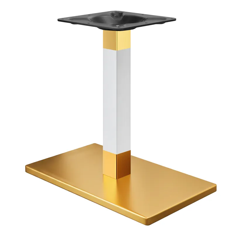 Direkt Vom Hersteller MADRID | Bistro Tischgestell | Gold/Weiß | Höhe: 71 cm | Säule: 8 x 8 cm | Bodenplatte: 40 x 70 cm