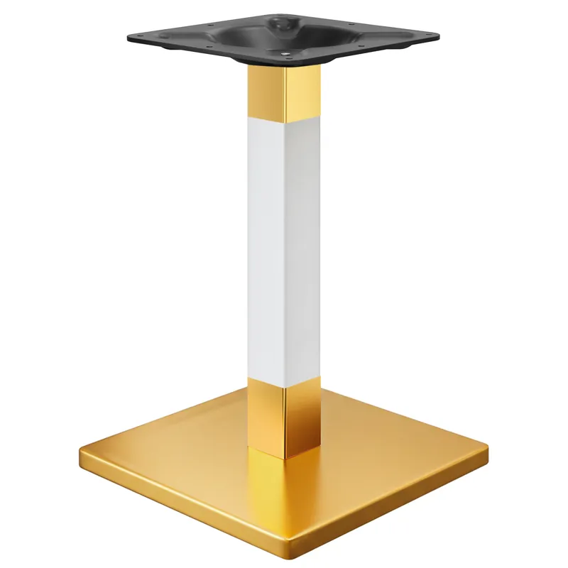 Heißes Angebot MADRID | Bistro Tischgestell | Gold/Weiß | Höhe: 71 cm | Säule: 8 x 8 cm | Bodenplatte: 45 x 45 cm