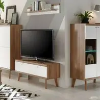 Wohnwand Hygge in weiß und Eiche Riviera Schrankwand Helge Anbauwand 4tlg 324 cm Versand Am Gleichen Tag