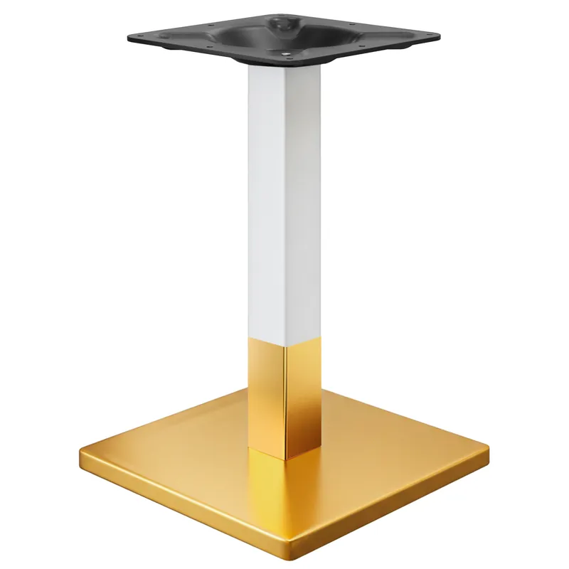 Top-Seller MADRID | Bistro Tischgestell | Gold/Weiß | Höhe: 71 cm | Säule: 8 x 8 cm | Bodenplatte: 50 x 50 cm