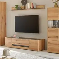 Wohnwand Schrankwand Wohnzimmer Möbel Set 4-teilig Eiche Evoke Center 310 x 197 cm Letzte Chance
