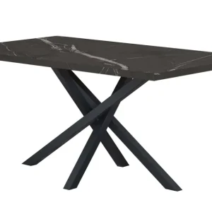 Esstisch Ourense 01, Farbe: Marmor schwarz / Schwarz - Abmessungen: 140 x 80 cm (B x T) Garantierte Lieferung