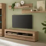 Wohnwand Schrankwand Eiche Evoke Wohnzimmer Möbel Modern 240 cm Design-D Soft-Close Schnäppchen