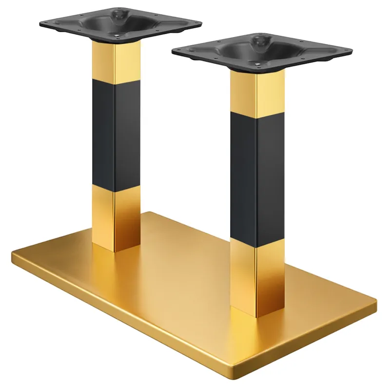 Preiswert MADRID | Bistro Doppel Tischgestell | Gold/Schwarz | Höhe: 72 cm | Säule: 8 x 8 cm | Bodenplatte: 40 x 70 cm