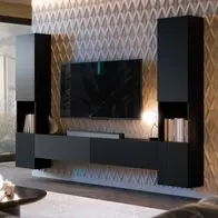 Wohnwand Capital III Wohnzimmer Loft Wohnzimmer-Set Griffloses Öffnungssystem M24 Neue Ware