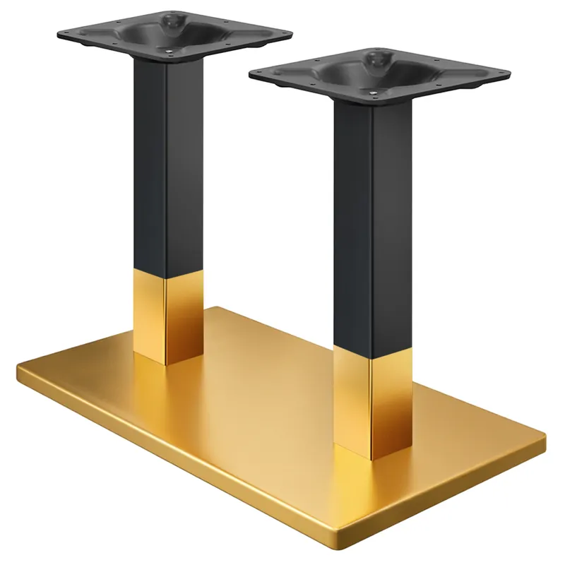 Begrenztes Angebot MADRID | Bistro Doppel Tischgestell | Gold/Schwarz | Höhe: 72 cm | Säule: 8 x 8 cm | Bodenplatte: 40 x 70 cm