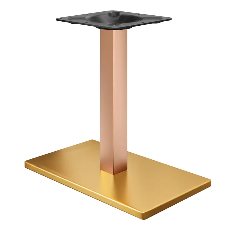 Geprüft MADRID | Bistro Tischgestell | Gold/Kupfer | Höhe: 72 cm | Säule: 8 x 8 cm | Bodenplatte: 40 x 70 cm