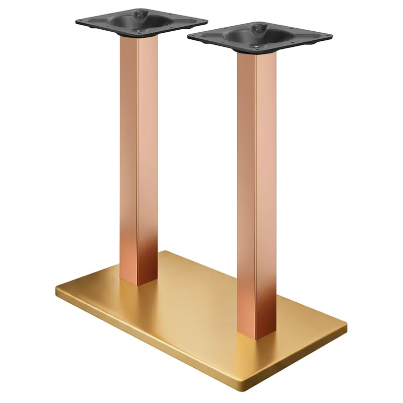 Billig MADRID | Bistro Doppel Stehtischgestell | Gold/Kupfer | Höhe: 105 cm | Säule: 8 x 8 cm | Bodenplatte: 40 x 70 cm