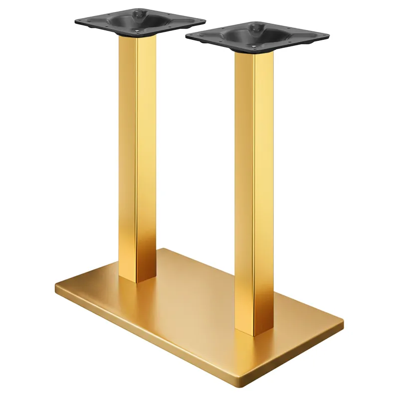 Neuheit MADRID | Bistro Doppel Tischgestell | Gold | Höhe: 72 cm | Säule: 8 x 8 cm | Bodenplatte: 40 x 70 cm