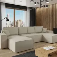 Zertifiziert Ecksofa Malaga U-Form mit Bettkasten und Schlaffunktion Elegante Couch