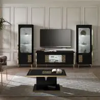 Wohnwand Stella 4-Teilig in Schwarz/Gold Sonderangebot