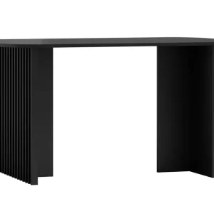 Esstisch in Schwarz, 76 x 140 x 80 cm, breite elegante Tischbeine mit Lamellen, sehr stabil und langlebig, ABS-Kanten, exakt verarbeitet Neuheit