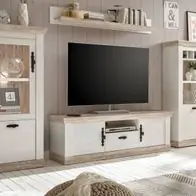 Wohnwand in weiß Pinie Wohnzimmer Schrankwand 4-tlg. Landhaus 352 cm Rovola Markenware