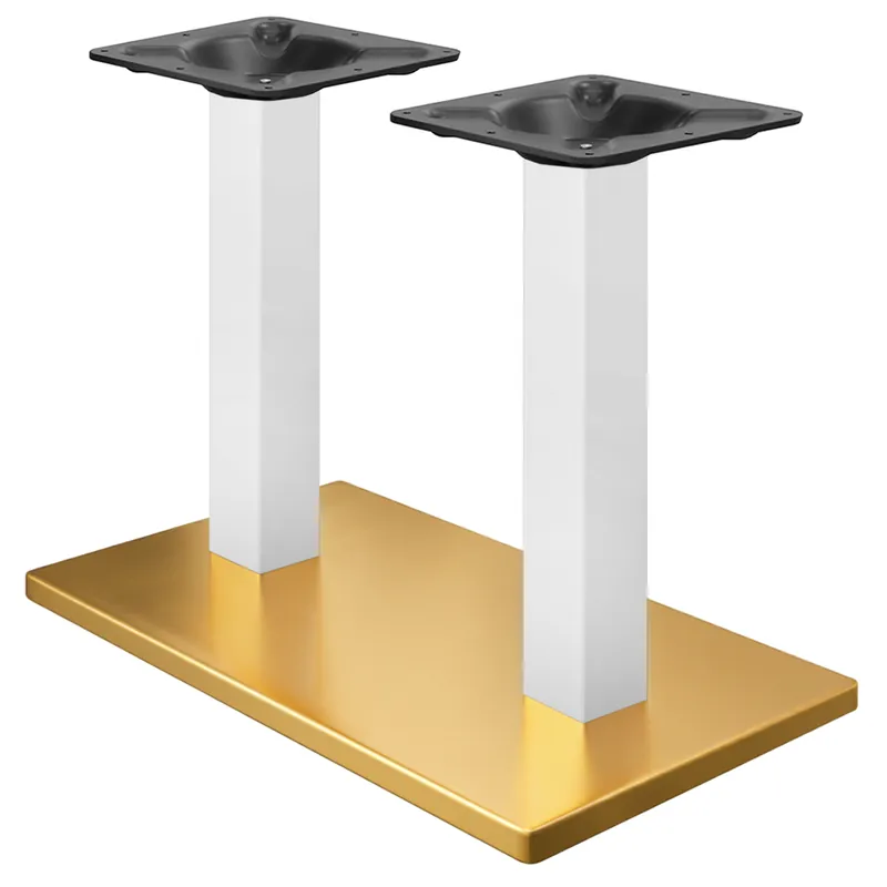 Sale MADRID | Bistro Doppel Tischgestell | Gold/Weiß | Höhe: 71 cm | Säule: 8 x 8 cm | Bodenplatte: 40 x 70 cm