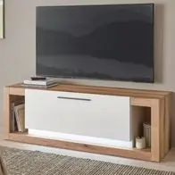 Aktuell TV-Lowboard Unterschrank weiß matt Eiche TV Unterteil Rivian Board 150 x 49 cm