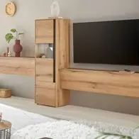 Wohnwand Schrankwand Design Modern Wohnzimmer Kombination Eiche Evoke Center 350 cm Versand Am Gleichen Tag