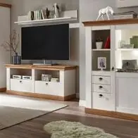 Wohnwand Schrankwand Eiche weiß Pinie Anbauwand Set Landhaus 355 cm 4-tlg Hemsby Direkt Vom Hersteller