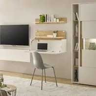 Wohnwand Schrankwand mit Sekretär weiß Wotan Eiche Wohnzimmer Set 5-tlg. Center Top-Angebot