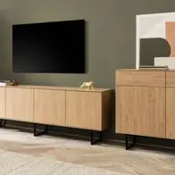 Wohnwand "Breda" in Stone Eiche Wohnkombination 3-teilig 400 cm, mit Push-to-Open Sofort Bestellen