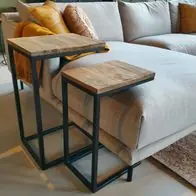 2er Set Beistelltische Couchtische Jordy Sofatisch Tisch Metall Mangoholz massiv Zertifiziert