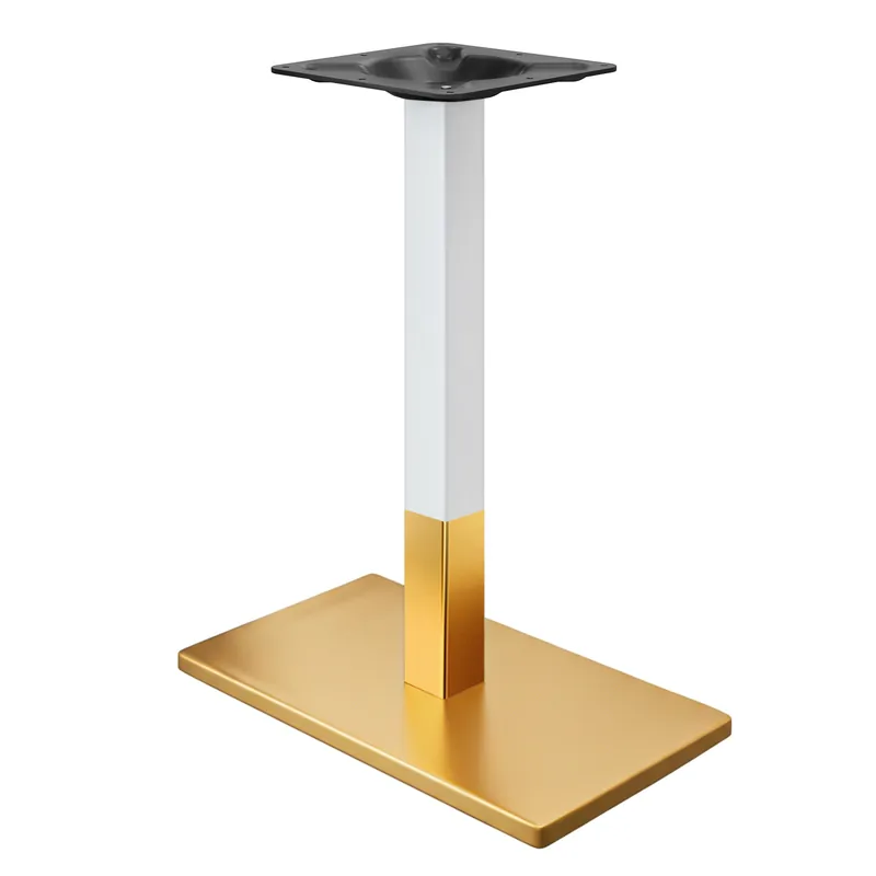 Geprüft MADRID | Bistro Stehtischgestell | Gold/Weiß | Höhe: 104 cm | Säule: 6 x 6 cm | Bodenplatte: 40 x 70 cm