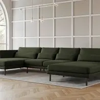 Wohnlandschaft U-Form Sofa AGADA in Stoff Verita Flaschengrün Angebot