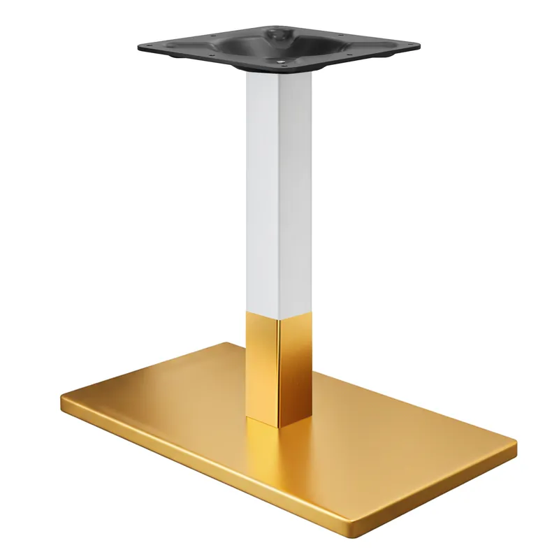 Angebot MADRID | Bistro Tischgestell | Gold/Weiß | Höhe: 72 cm | Säule: 6 x 6 cm | Bodenplatte: 40 x 70 cm