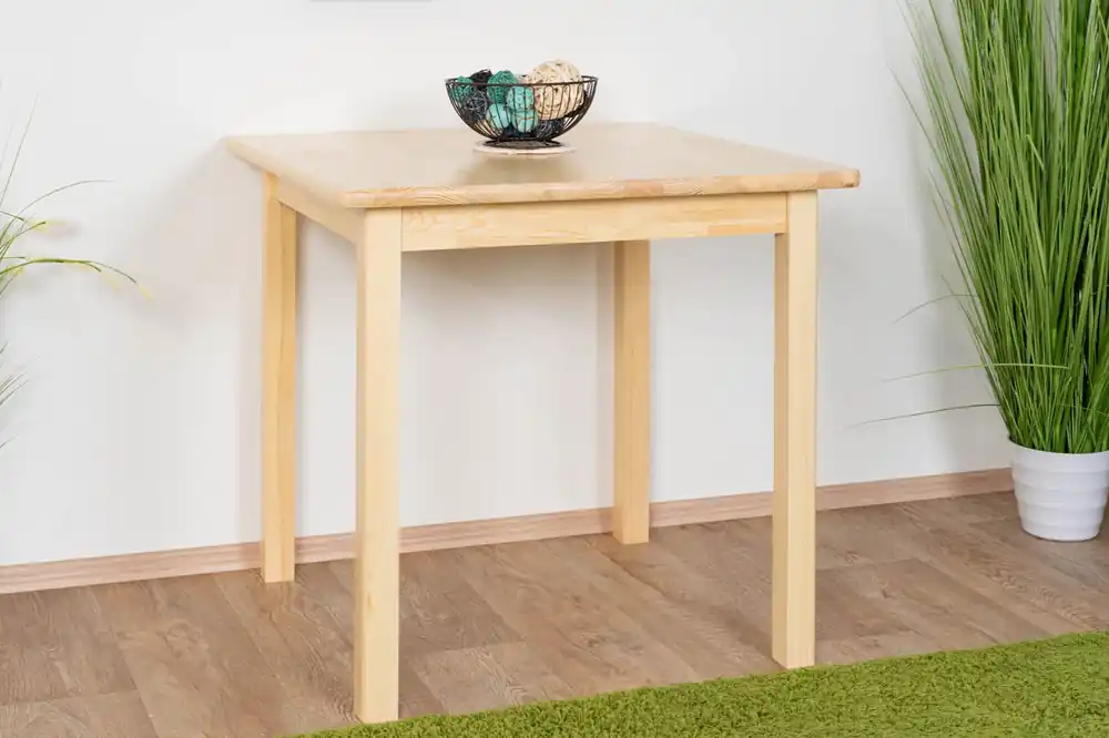 Begrenztes Angebot Tisch Kiefer massiv Vollholz natur Junco 233C (eckig) - Abmessung 80 x 80 cm