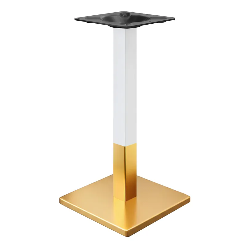 Abverkauf MADRID | Bistro Stehtischgestell | Gold/Weiß | Höhe: 104 cm | Säule: 6 x 6 cm | Bodenplatte: 40 x 40 cm