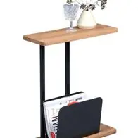 Aktuell Beistelltisch Tisch INGO 50x20cm inkl. Zeitungsablage Dekor Eiche braun