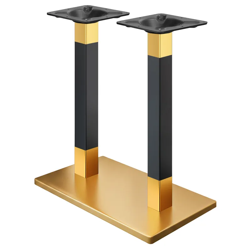 Online Kaufen MADRID | Bistro Doppel Stehtischgestell | Gold/Schwarz | Höhe: 104 cm | Säule: 6 x 6 cm | Bodenplatte: 40 x 70 cm