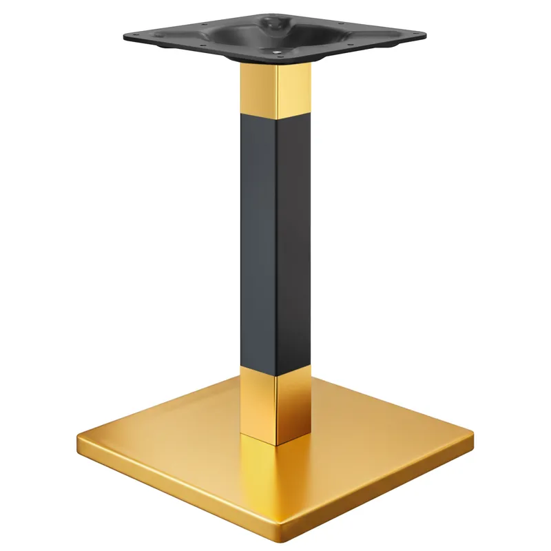 Highlight MADRID | Bistro Tischgestell | Gold/Schwarz | Höhe: 71 cm | Säule: 6 x 6 cm | Bodenplatte: 50 x 50 cm