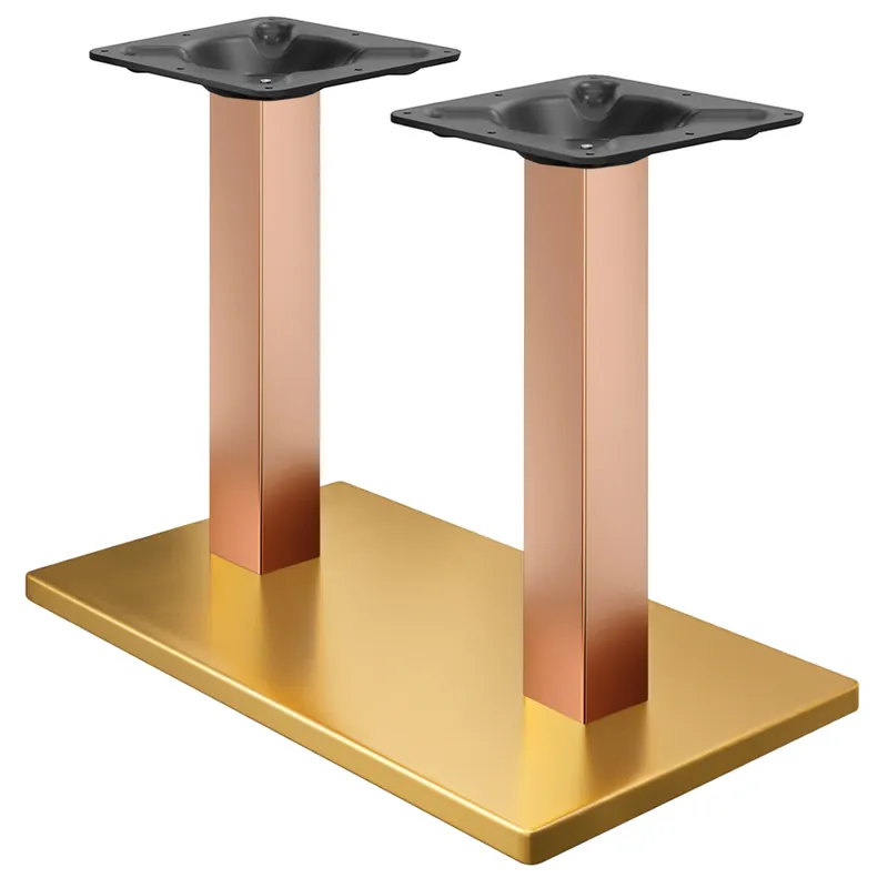 Top-Angebot MADRID | Bistro Doppel Tischgestell | Gold/Kupfer | Höhe: 72 cm | Säule: 6 x 6 cm | Bodenplatte: 40 x 70 cm